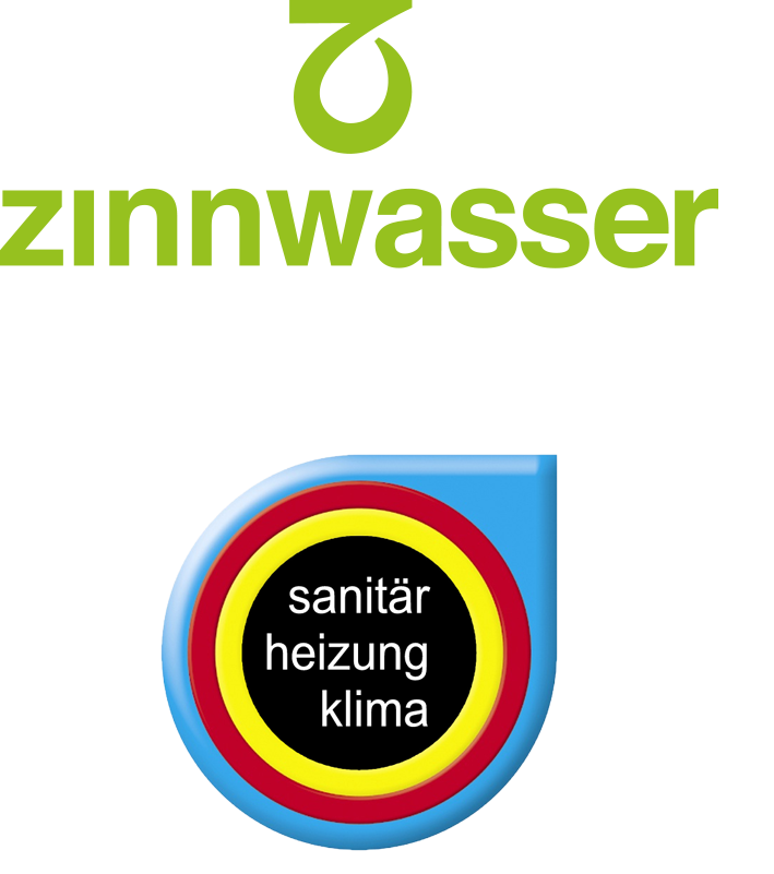 Ein abstraktes Logo mit einem stilisierten grünen Blatt und einem blauen Wasser-Tropfen darunter.